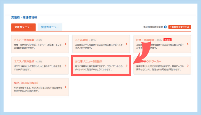 CWお仕事メニュー変更