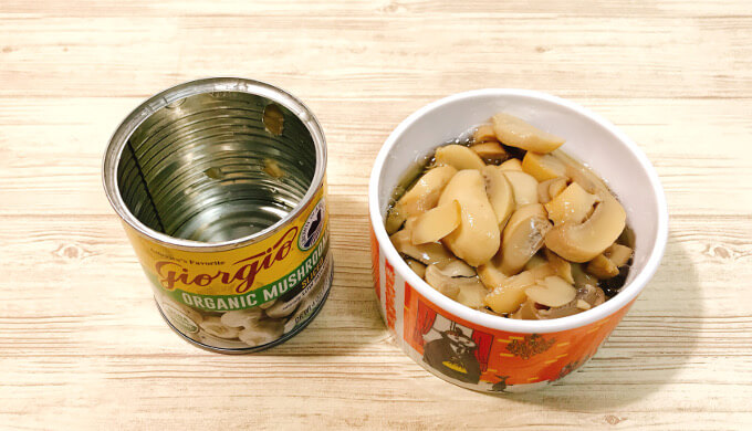 有機マッシュルーム缶(缶の中身を空けた)