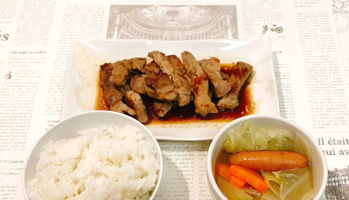 三元豚肩ロース焼肉(ニンニク醤油焼き)