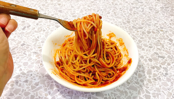 ハインツのボロネーゼ(パスタとソースを混ぜた)